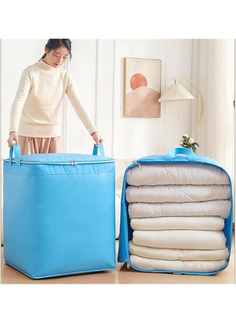 2 Pack Extra Large Moving Bags, Heavy Duty Storage Tote Packing Bags with Strong Zippers & Carrying Handles, Space Saving Oversized Storage Bag Organizer for Packing Moving and Traveling (2 Pack, Blue, 240L) - Image 3