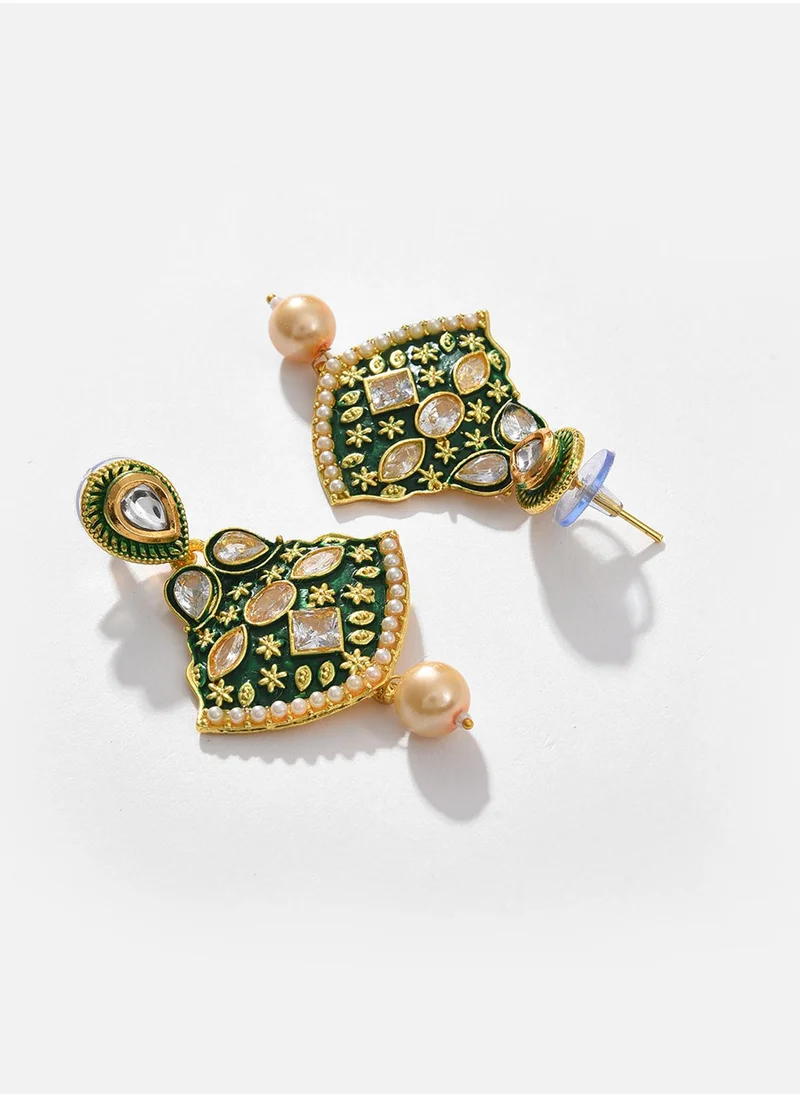 SOHI Stone-Studded & Pearl Beaded Jewellery Set