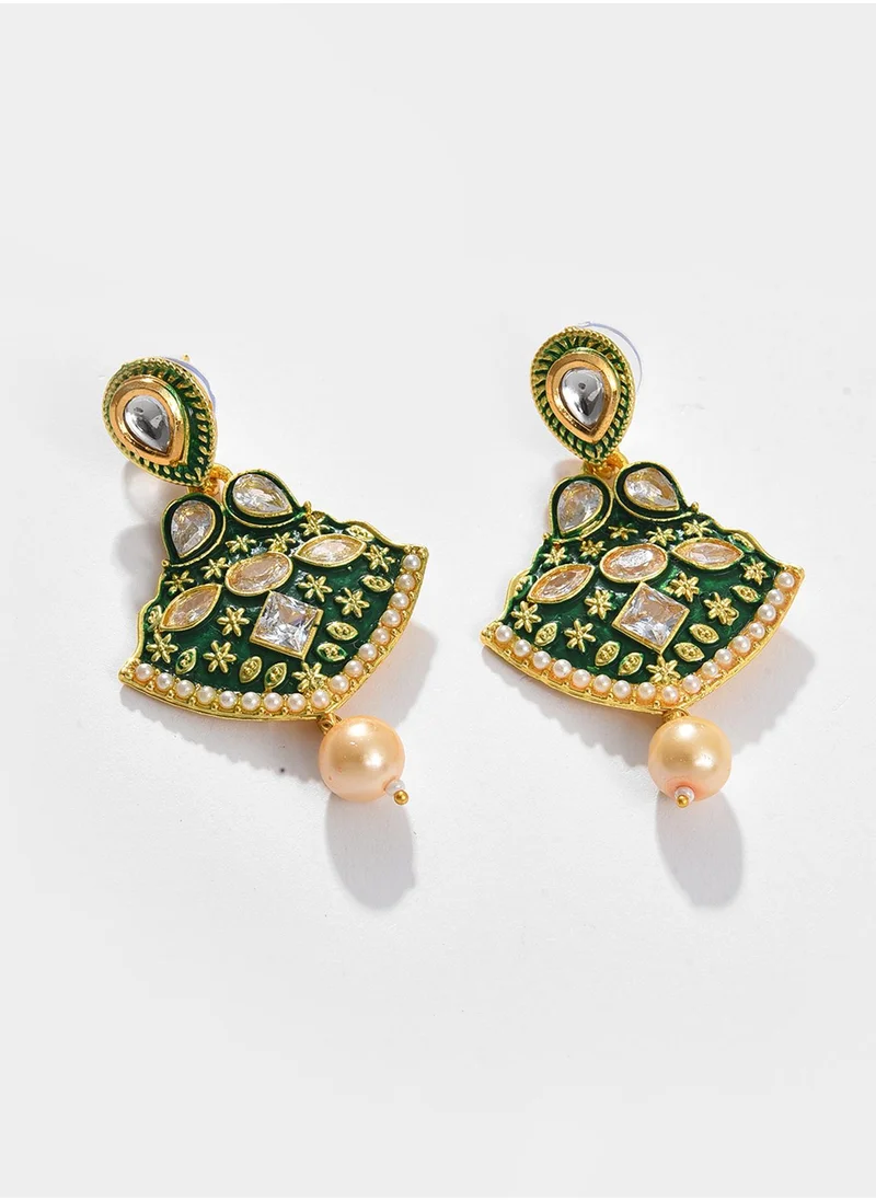 SOHI Stone-Studded & Pearl Beaded Jewellery Set