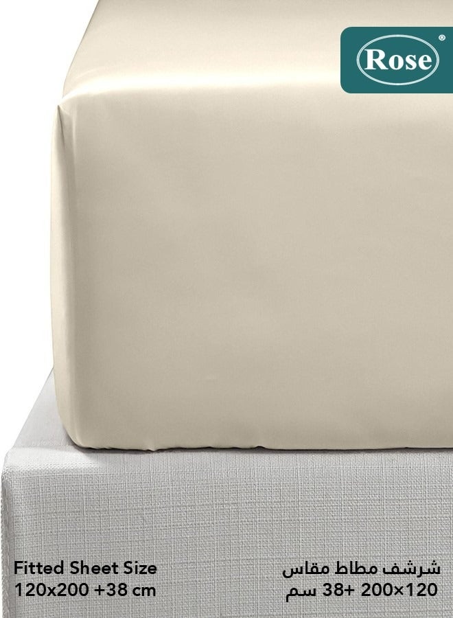 Rose Luxurious Plain Fitted Sheet with Deep Pockets and Pillow Case, Bed Sheet 2-Pieces Set, Soft & Cozy Microfiber Breathable and Cooling, Extra Twin Size 120x200 cm, Off White - Image 3