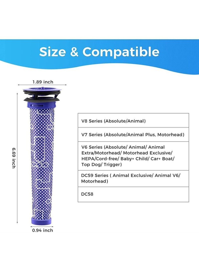 Replacement Pre Filters for Dyson, SYOSI Vacuum Filter Compatible Dyson V8 V7 V6 DC59 DC58 Replaces Part 965661-01 Motor 3 Pack