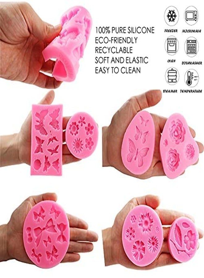 قوالب سيليكون على شكل زهور، عبوة من 7 قطع لصنع الورود، والشوكولاتة، والكيك، والفراشات، والأقواس الصغيرة، والكب كيك، والجيلي، والمافن الصغير، والحلوى - Image 3