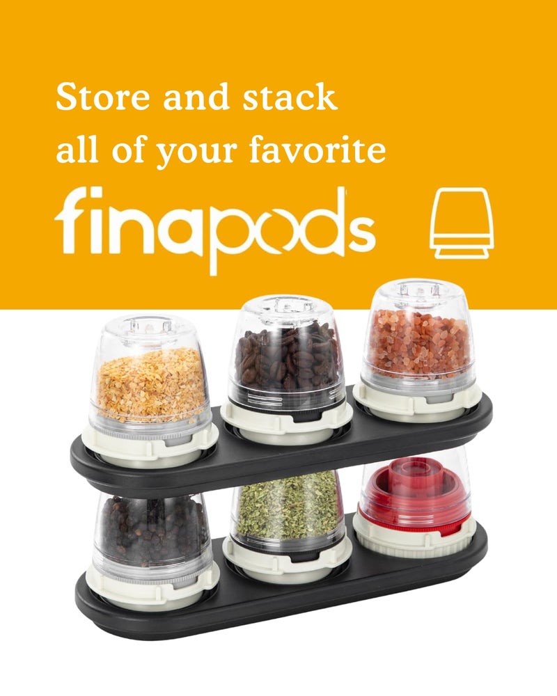 Finamill Salt And Pepper Mill Tray  Stackable Finapod Storage  Stylish Kitchen Accessories For Spice Grinder  Gift-Ready - Black Trio Stackable Tray - Image 3