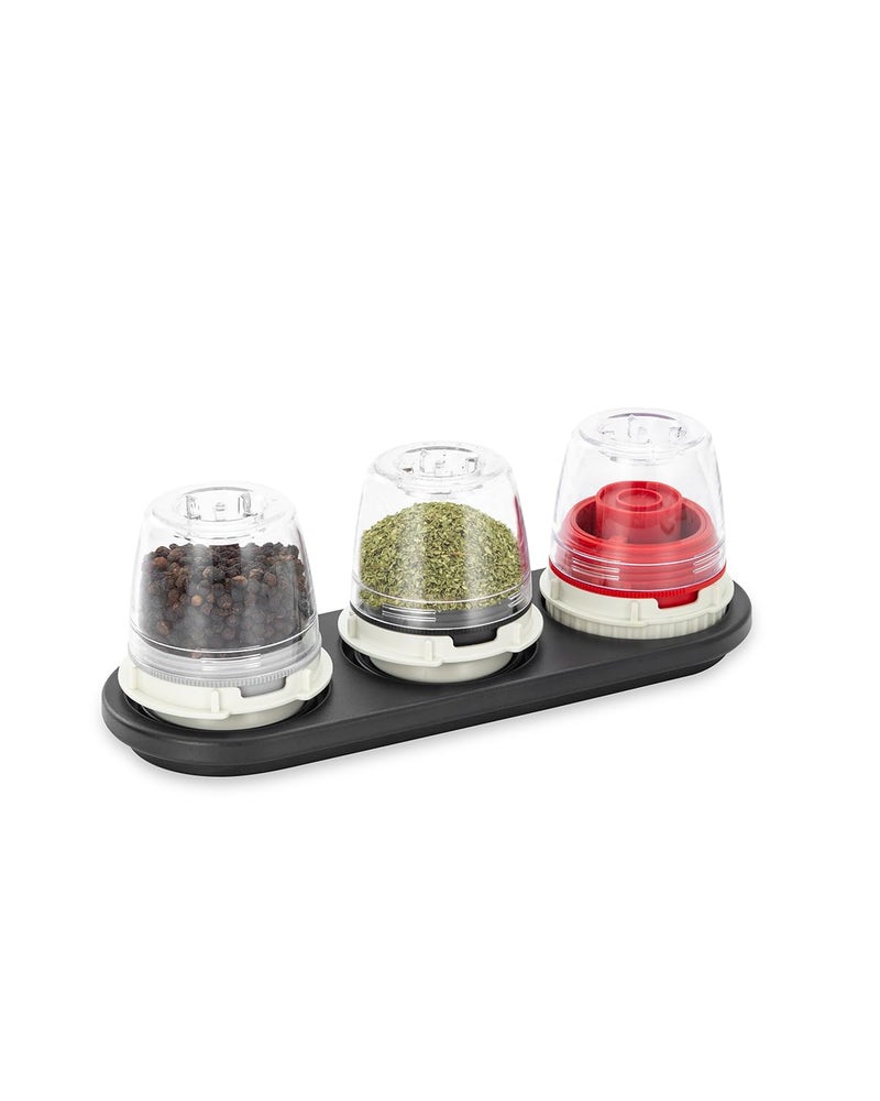 Finamill Salt And Pepper Mill Tray  Stackable Finapod Storage  Stylish Kitchen Accessories For Spice Grinder  Gift-Ready - Black Trio Stackable Tray - Image 2