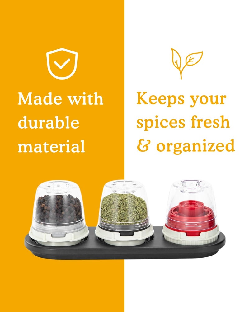 Finamill Salt And Pepper Mill Tray  Stackable Finapod Storage  Stylish Kitchen Accessories For Spice Grinder  Gift-Ready - Black Trio Stackable Tray - Image 5