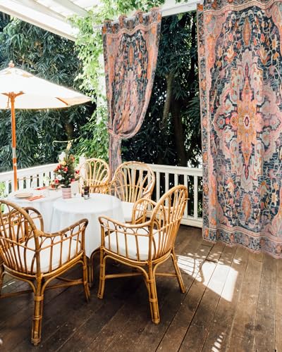 Onekaccu Rustic Boho Outdoor Curtains for Patio Waterproof, Grommet Privacy Curtain Drapes Weatherproof Outside Curtains for Porch GazeboPergola Cabana 2 Panel 54x84inch Ethnic Turkish Floral Geometric - Image 5