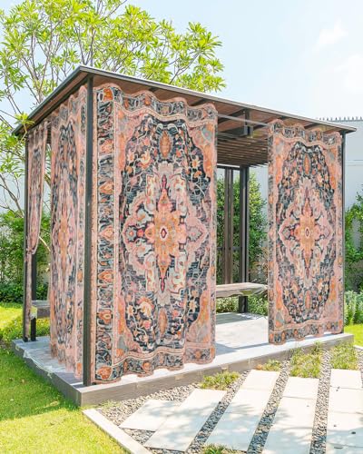 Onekaccu Rustic Boho Outdoor Curtains for Patio Waterproof, Grommet Privacy Curtain Drapes Weatherproof Outside Curtains for Porch GazeboPergola Cabana 2 Panel 54x84inch Ethnic Turkish Floral Geometric - Image 1