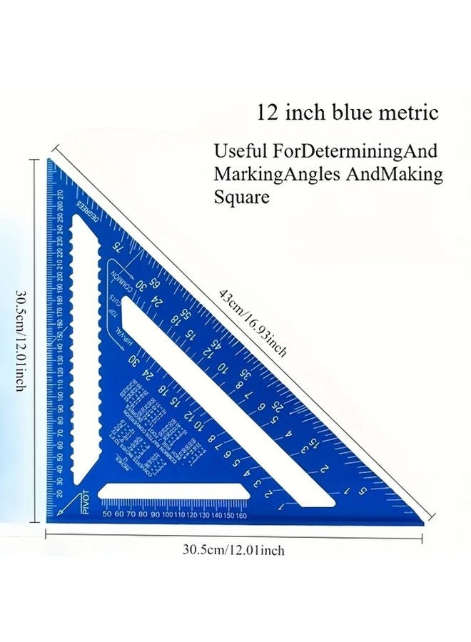 Red 12 Inch Aluminum Alloy Triangle Square Protractor Woodworking Tool - Image 5