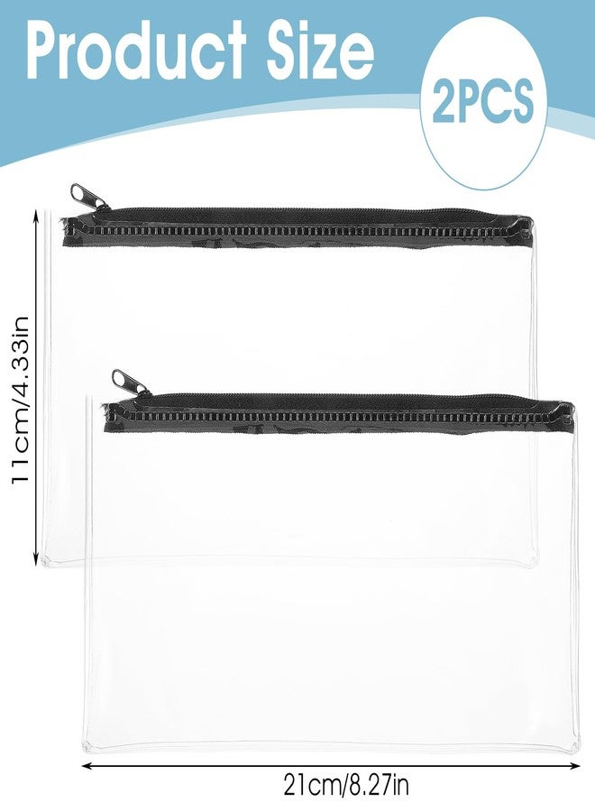 Ymapinc 2PCS Clear Plastic Pencil Pouch with Zipper for Exams, Office, Travel and Home Use - Image 2