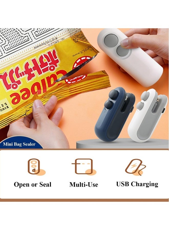 2 in 1 Rechargeable Mini Bag Sealer and Vacuum Sealer Machine - Portable Handheld Heat Sealer for Food Storage - Ideal for Chips, Cookies, Snacks - Includes Pouch, Plastic Sealer  - Image 2