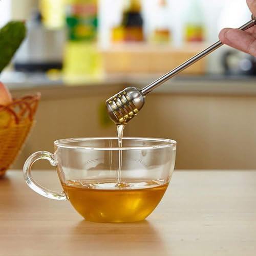 Alunsito Stainless Steel Honey Dipper Stick, 6.3 Inch Honey Wand Server, Removable Honeycomb Stick for Honey Pot Dispense Honey, Wedding Party Favors, 2 Pieces, Gold - Image 3