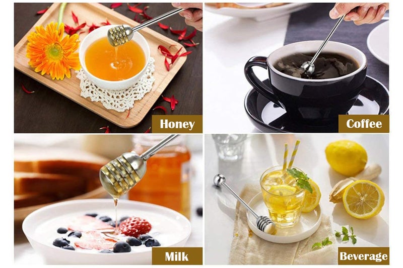 Alunsito Stainless Steel Honey Dipper Stick, 6.3 Inch Honey Wand Server, Removable Honeycomb Stick for Honey Pot Dispense Honey, Wedding Party Favors, 2 Pieces, Gold - Image 5
