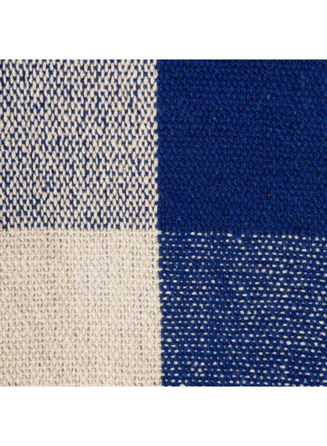 DII Buffalo Check Collection Rustic Farmhouse Throw Blanket with Tassles, 50x60, Navy/Off-White - Image 2