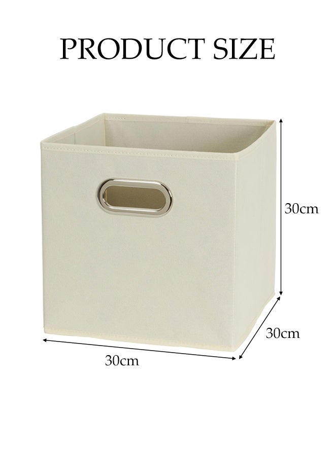 DUNISO Household Essentials，Set of 6 Large Collapsible Storage Bins，Set of 6 Cubby Cubes With Handles，Suitable for Clothes Toys Organization（White,30x30x30 cm) - Image 2