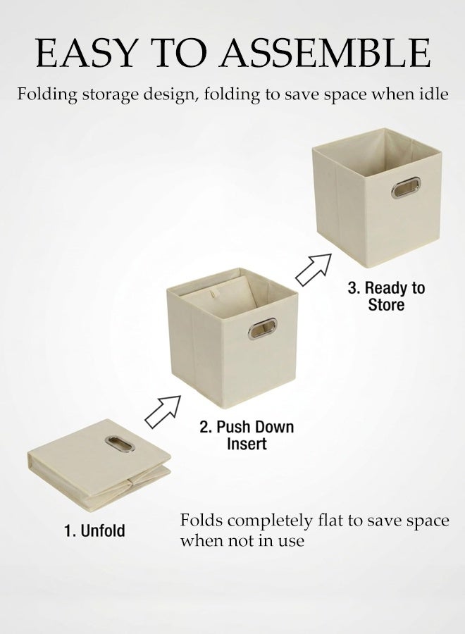 DUNISO Household Essentials，Set of 6 Large Collapsible Storage Bins，Set of 6 Cubby Cubes With Handles，Suitable for Clothes Toys Organization（White,30x30x30 cm) - Image 3
