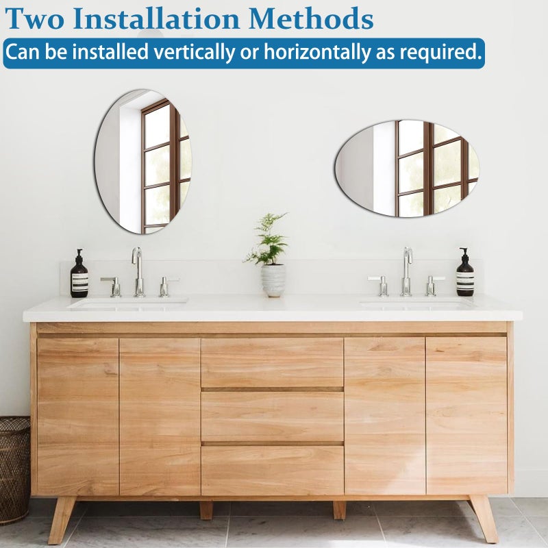 QEEYON Small Oval Mirror for Wall Decor, 16 x 12 Frameless Glass Oval Wall Mounted Bathroom Vanity Mirror for Bedroom, Entryway, Living Room, 2-Sided Adhesive Tapes Include - Image 5