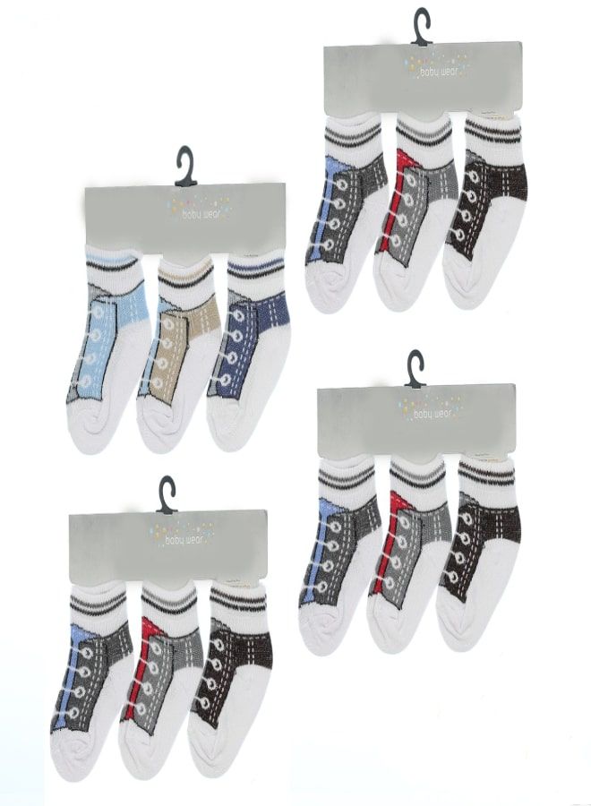 فتاه مجموعة من 12 شرابات قطنية ناعمة للاولاد الاطفال