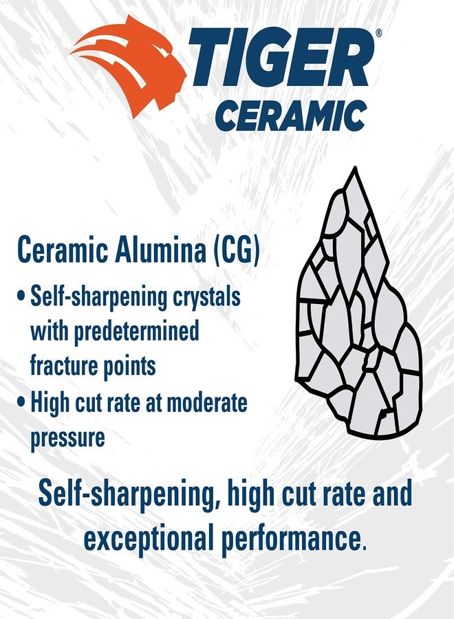 Weiler 69890 Tiger Ceramic Alumina Resin Fiber Sanding & Grinding Disc, 5" Diameter, 60 Grit, 5/8" - 11 Hub (Pack of 25) - Image 4