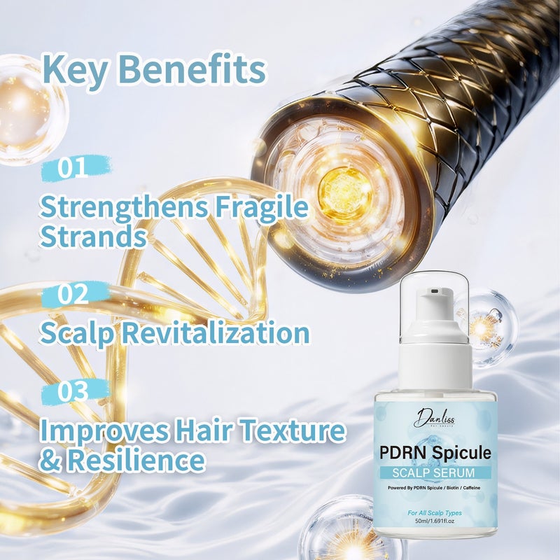 Danliss PDRN Bone Needle Scalp Serum 50ml: Caffeine, Biotin, Nourishes Hair Roots, Controls Oil - Image 2