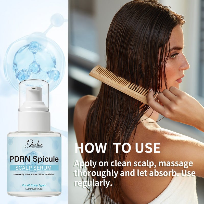 Danliss PDRN Bone Needle Scalp Serum 50ml: Caffeine, Biotin, Nourishes Hair Roots, Controls Oil - Image 4
