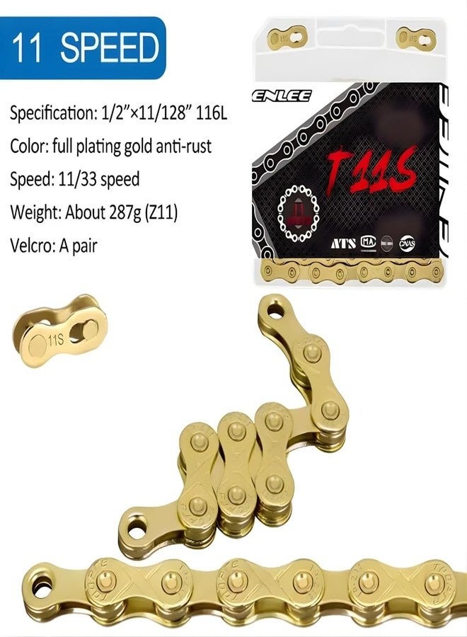 FCCRACING 11 Speed Gold Bicycle Chain | Smooth Shifting | Road & Mountain Bike Chain | Golden Bicycle Chain - Image 3