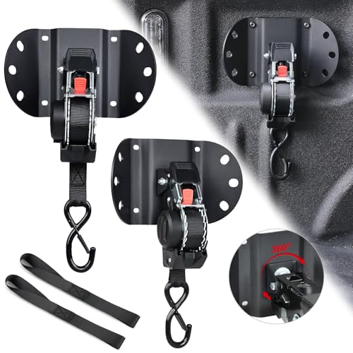 SKYJDM 2PCS Retractable Ratchet Straps Compatible with 2015-2025 Ford F150 Boxlink, 360° Rotating Tie-Down Straps with Auto-Retract System for Ultimate Truck Bed Cargo Security - Image 1