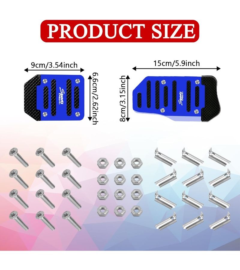 3pcs Red Automotive Anti Slip Aluminum Alloy Pedal Covers For Gas Brake Clutch Universal Manual Automatic Transmission - Image 4