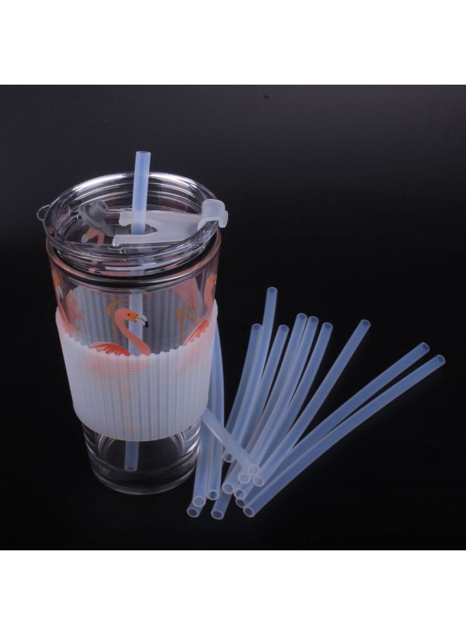 Transparent Silicone Straw Food Grade Flexible Foldable Silicone Straw For Children And Students-Color:Tender Powder-heart-shaped Silicone Straw-thick Tube 200mm  - Image 4