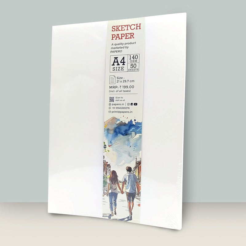 PaperO A4 Unpunched Loose Leaf Sketch PaperDrawing Sheets 140 GSM 50 Sheets Size 21 x 297 cm Ideal for Artists Designers - Image 5