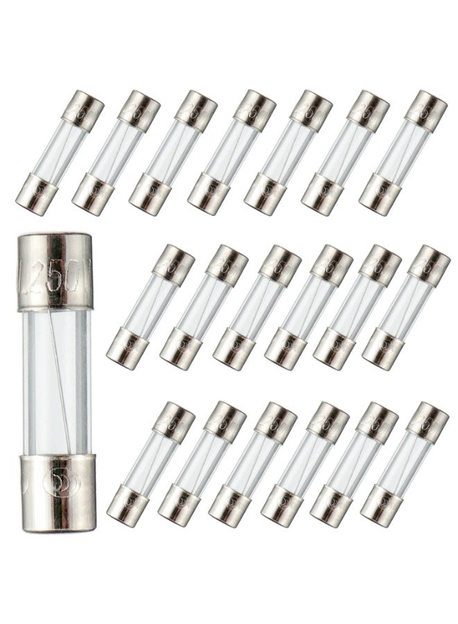 F5AL250V 5 x 20 mm 5A 250V Quick Melt Fuses 5 Amp 250 Volt 0.2 x 0.78 Inch Glass Tube Fuses (Pack of 20) - Image 1