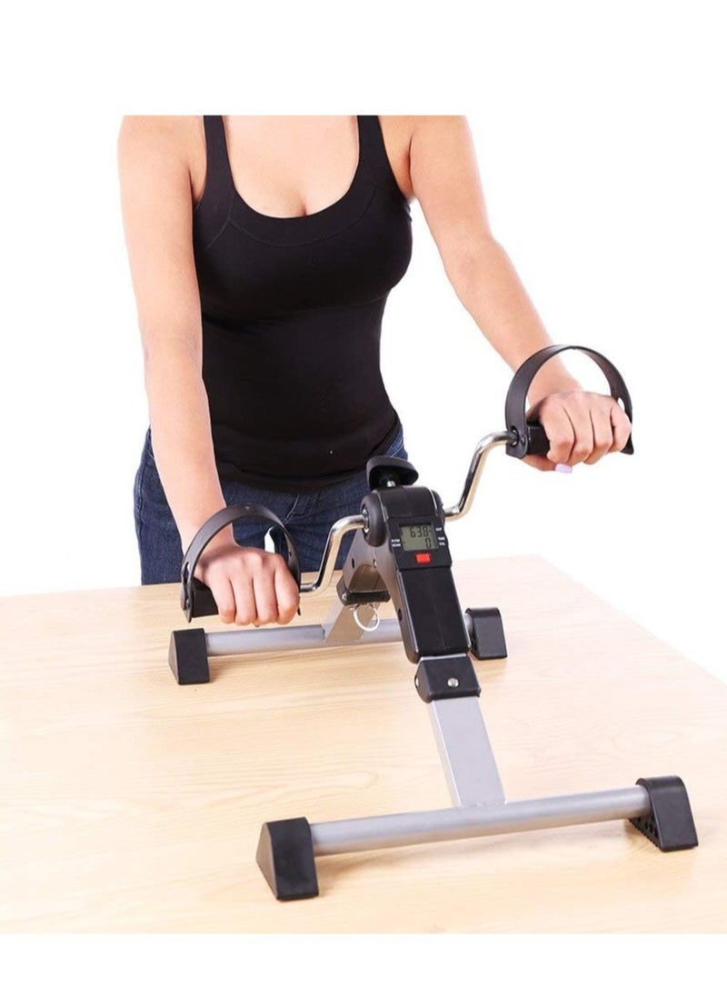 Generic Mini Exerciser Bike, Arm Leg Pedal Exerciser Fitness Cycling with LCD Monitor and Adjustable Resistance Home Fitness Resistance Cycle Training Workout (Foldable Pedal Exerciser)  - Image 1