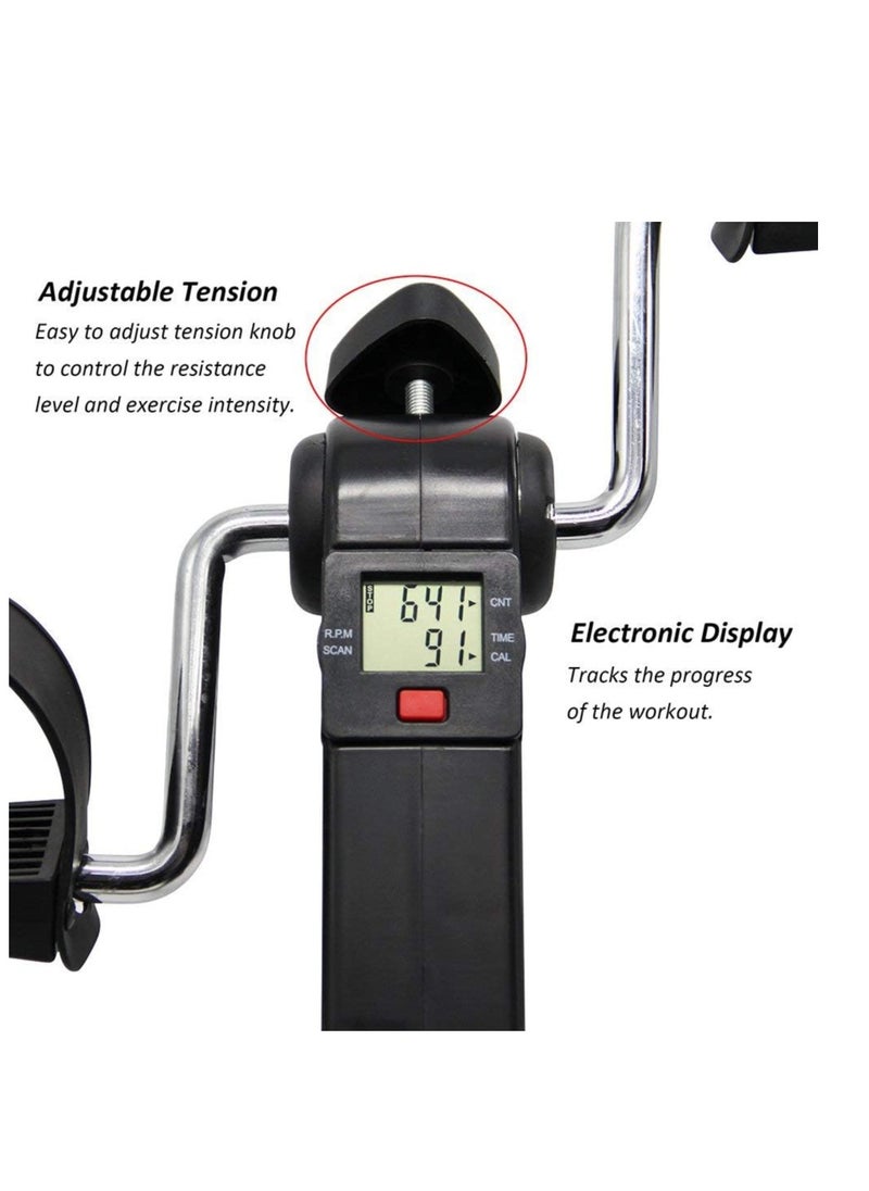Generic Mini Exerciser Bike, Arm Leg Pedal Exerciser Fitness Cycling with LCD Monitor and Adjustable Resistance Home Fitness Resistance Cycle Training Workout (Foldable Pedal Exerciser)  - Image 4