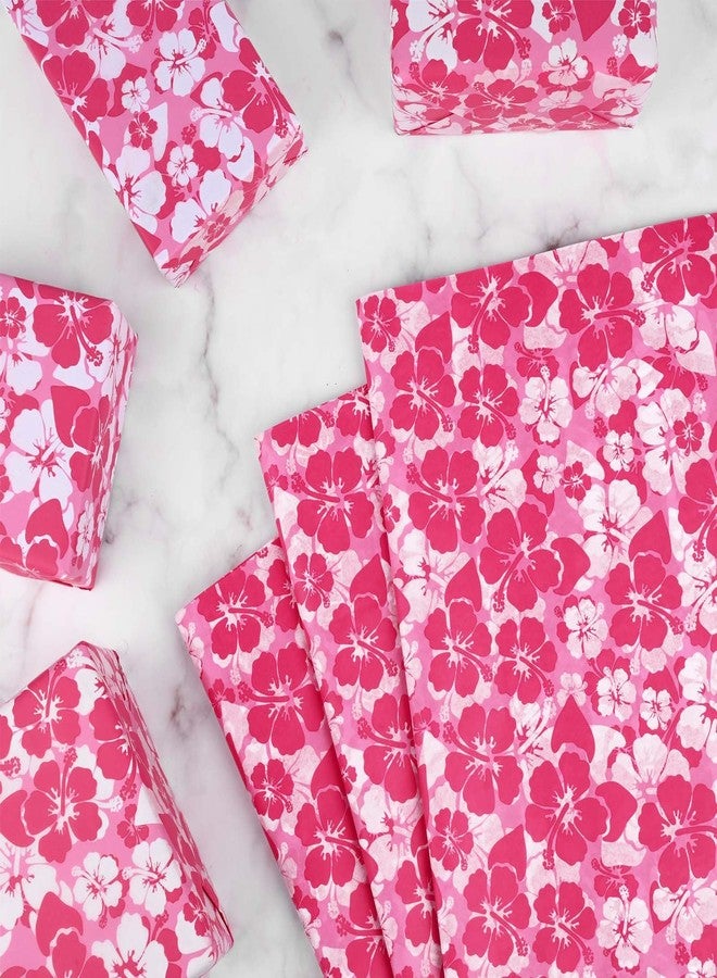 Bolsome 100 Sheets 20 * 14 Inches Hawaiian Tissue Paper for Gift Bags Pink Hibiscus Printed Tissue Paper for Gift Wrapping for Tropical Themed Bridal Shower Party Birthday Party Summer Holidays DIY Craft - Image 4