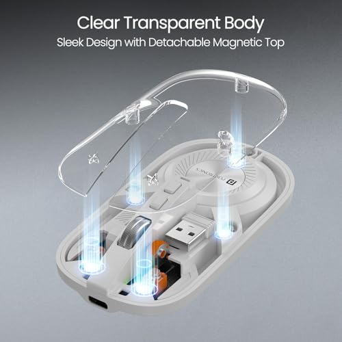 Portronics Toad 8 Transparent Wireless Bluetooth Mouse with Dual Wireless (BT + 2.4 GHz), Rechargeable Battery, Noise-Free Clicking, Show/Hide Desktop, Multi-Device Pair, Adjust Sensitivity (White) - Image 5