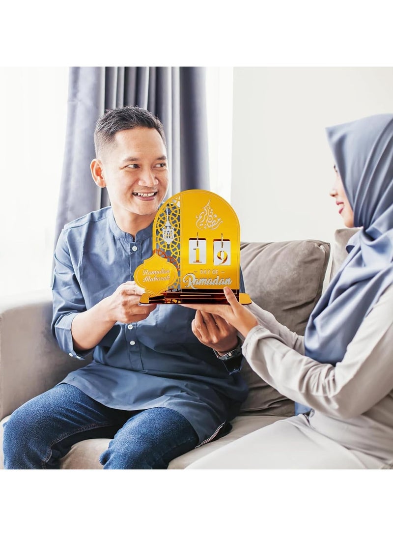 تقويم العد التنازلي لرمضان، زينة طاولة رمضان المصنوعة من الأكريليك تقويم العد التنازلي لرمضان زينة الحرف اليدوية ديكورات تقويم العيد للمنزل هدايا الأطفال - Image 5