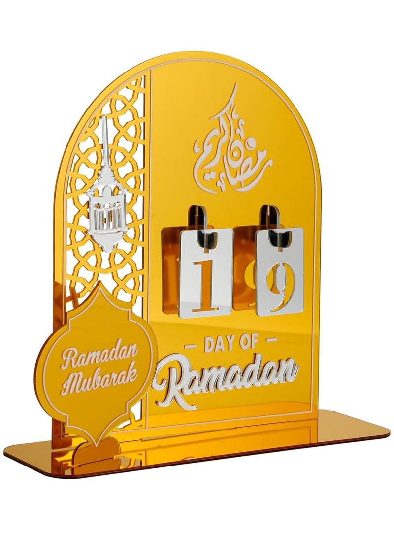 تقويم العد التنازلي لرمضان، زينة طاولة رمضان المصنوعة من الأكريليك تقويم العد التنازلي لرمضان زينة الحرف اليدوية ديكورات تقويم العيد للمنزل هدايا الأطفال - Image 1