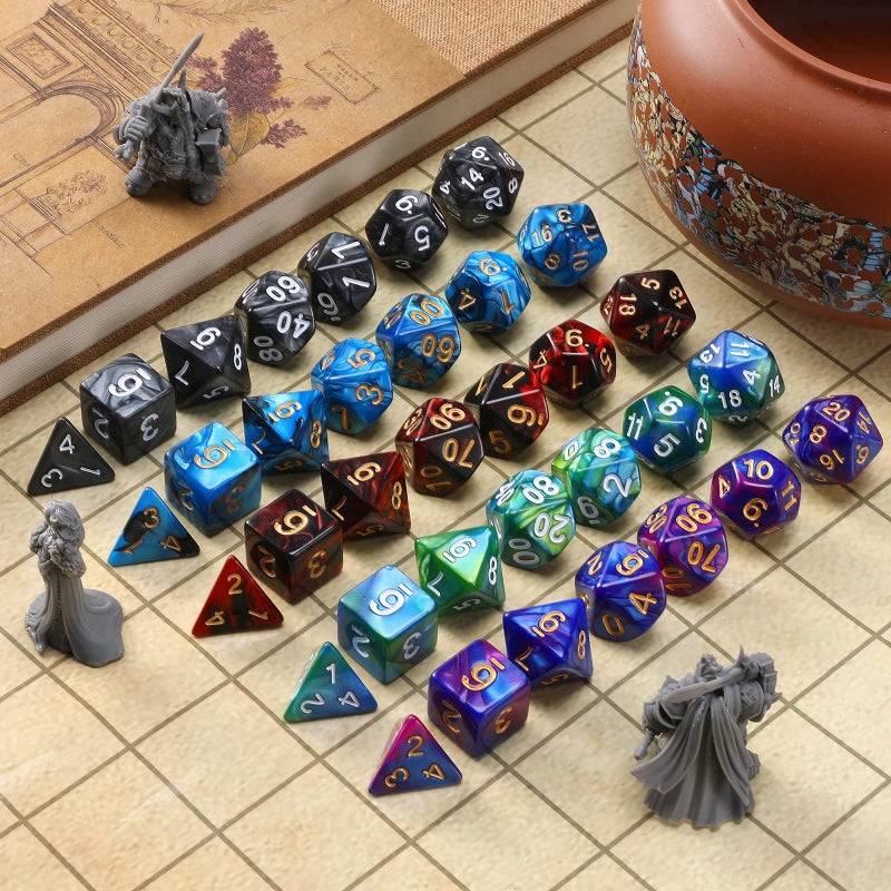 Grajar 35Pcs DND Dice Set with 5 Colorful Animal Patterned Dice Pouches, Polyhedral Dice Sets for Dungeons and Dragons D&D TTRPG MTG Table Role Playing Games - Image 5