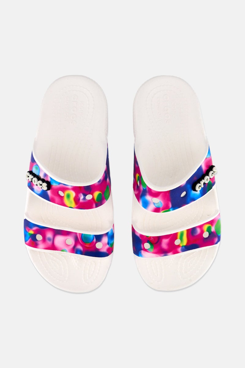 crocs Kids Boy Brand Logo Slip On Slides, White  - Image 3