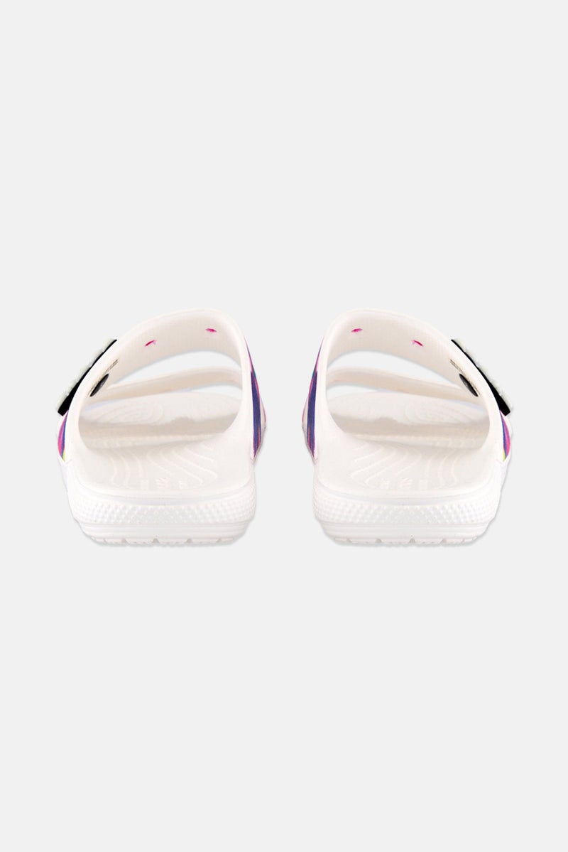 crocs Kids Boy Brand Logo Slip On Slides, White  - Image 2
