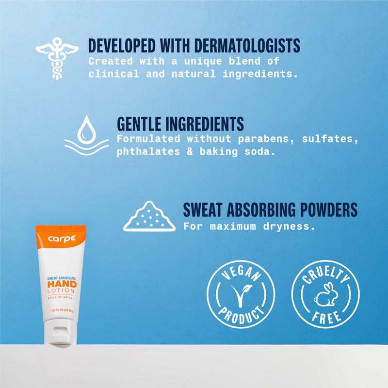 Carpe Antiperspirant Hand Lotion (Pack of 2), A dermatologist-recommended smooth lotion that helps stop hand sweat, great for hyperhidrosis or excessive sweat (Original Eucalyptus) - Image 2