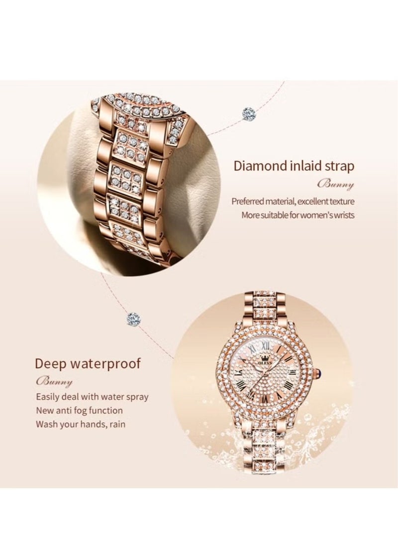 OLEVS OLEVS Rose Gold Japanese Quartz Women's Waterproof Stainless Steel Watch 9943  - Image 4