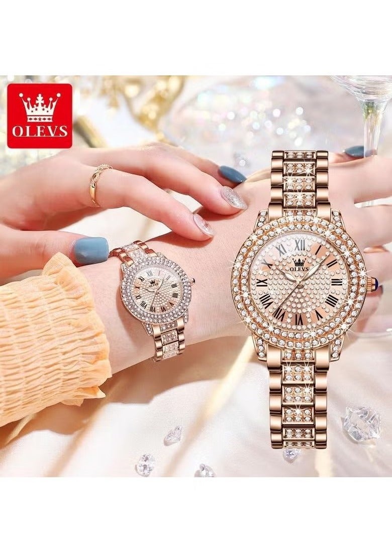 OLEVS OLEVS Rose Gold Japanese Quartz Women's Waterproof Stainless Steel Watch 9943  - Image 1