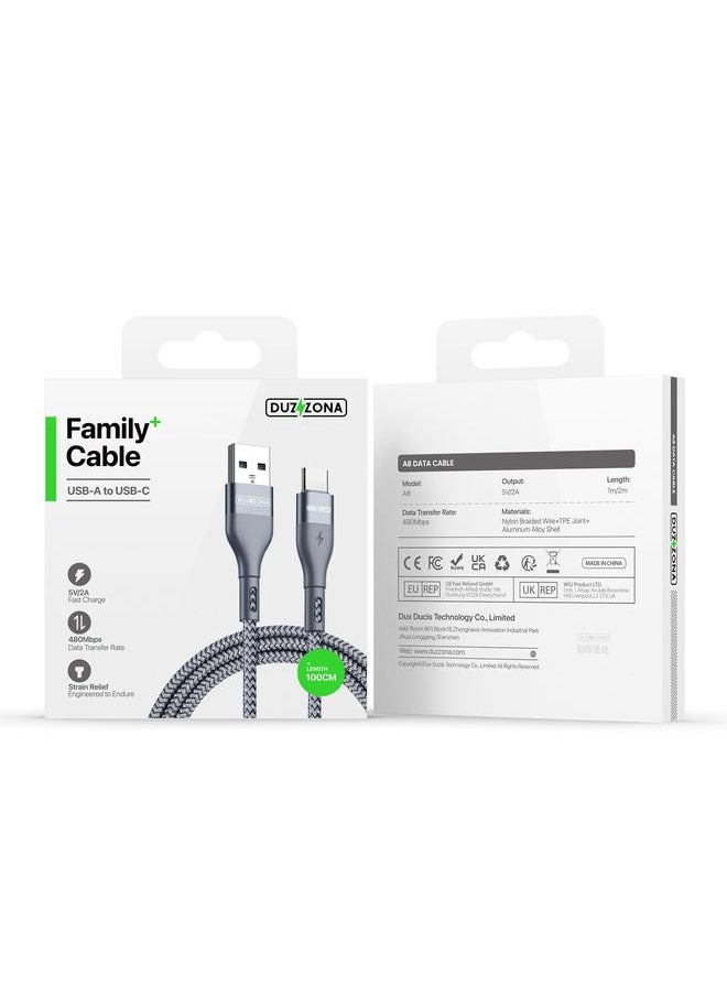 DUZZONA - DUZZONA A8 2.4A USB to USB-C/Type-C Charging Data Cable, Length:1m - Image 1