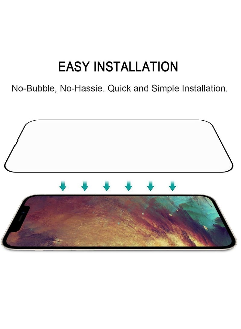 BORTONY Screen Protector For 14/14 Pro [6.1 Inch] Compatible with iPhone 13/13 Pro Full Coverage 9D Tempered Glass Film For Apple iPhone 14/14 Pro Clear/Black - Image 3