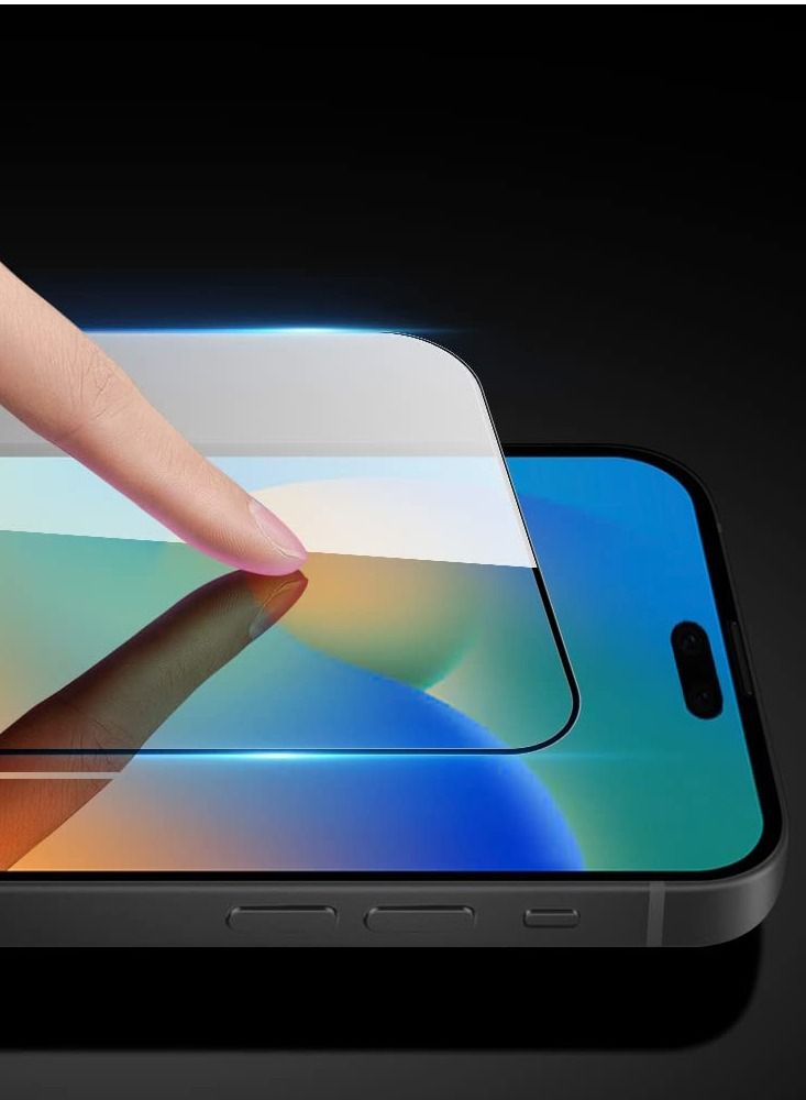 BORTONY Screen Protector For 14/14 Pro [6.1 Inch] Compatible with iPhone 13/13 Pro Full Coverage 9D Tempered Glass Film For Apple iPhone 14/14 Pro Clear/Black - Image 2