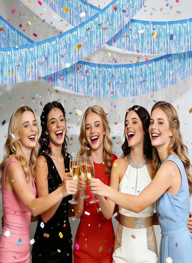 Aufee 5 Packs 50Ft Foil Fringe Garland Tinsel Streamers, Iridescent Wall Hanging Fringe Backdrop, Metallic Tassel Birthday Party Garland for Graduation, Wedding, Birthday Party Decorations - Image 5