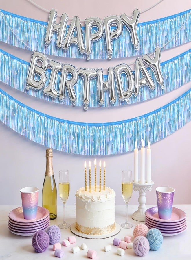 Aufee 5 Packs 50Ft Foil Fringe Garland Tinsel Streamers, Iridescent Wall Hanging Fringe Backdrop, Metallic Tassel Birthday Party Garland for Graduation, Wedding, Birthday Party Decorations - Image 4