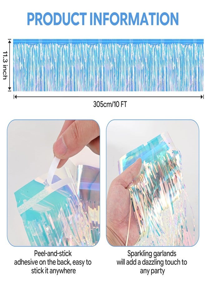 Aufee 5 Packs 50Ft Foil Fringe Garland Tinsel Streamers, Iridescent Wall Hanging Fringe Backdrop, Metallic Tassel Birthday Party Garland for Graduation, Wedding, Birthday Party Decorations - Image 2