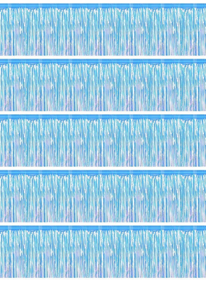 Aufee 5 Packs 50Ft Foil Fringe Garland Tinsel Streamers, Iridescent Wall Hanging Fringe Backdrop, Metallic Tassel Birthday Party Garland for Graduation, Wedding, Birthday Party Decorations - Image 1