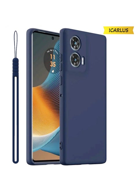Phone Case for Motorola Edge 50 Fusion Case Silicone with Soft Microfiber Lining Slim Cover Blue